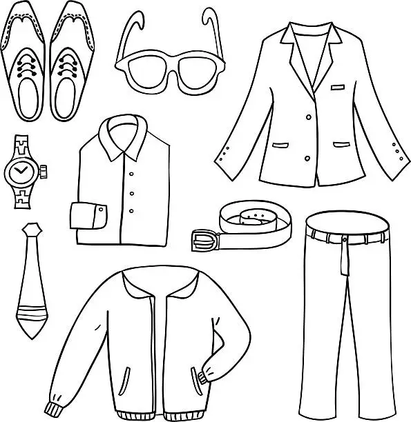 Vector illustration of Men fashion in black and white