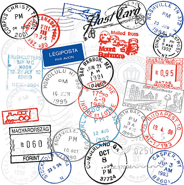 소인 - postage stamp design element mail white background stock illustrations