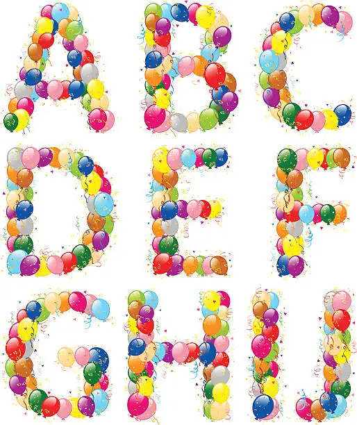 Vector illustration of Decorative balloons letters