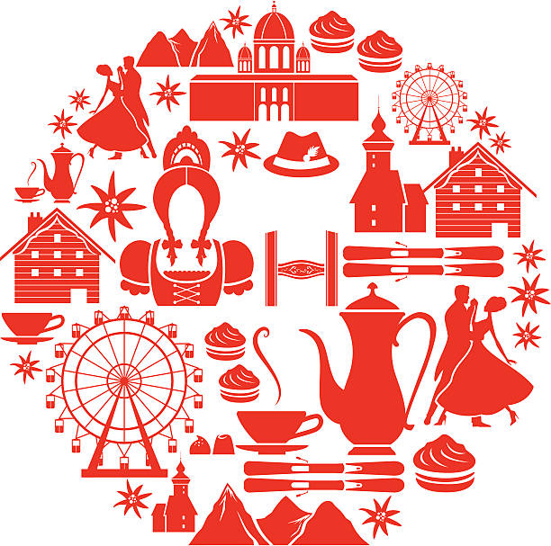 austrian zestaw ikon - tyrol stock illustrations