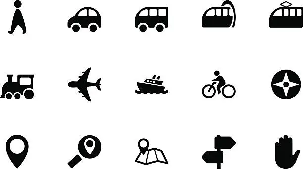 Vector illustration of Transportation icons . Simple black