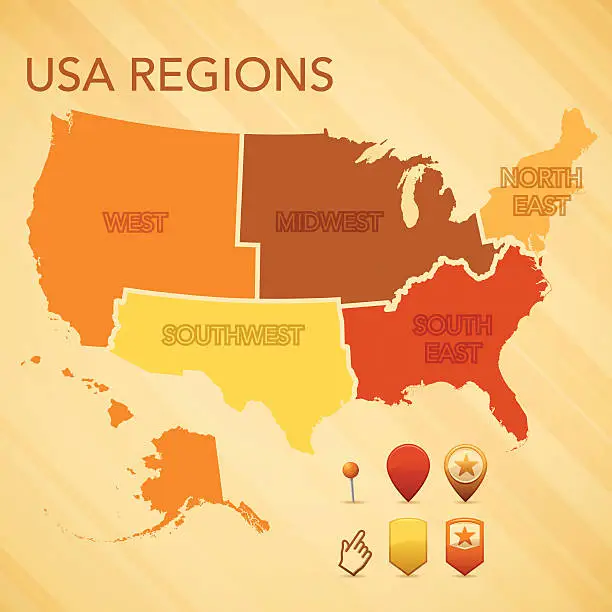 Vector illustration of USA Region Map