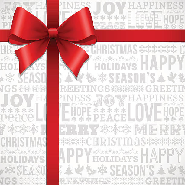 ilustrações, clipart, desenhos animados e ícones de laço de presente de natal - wrapping paper christmas paper christmas christmas present