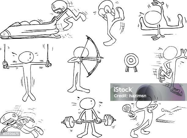 Спортсменов Faceless — стоковая векторная графика и другие изображения на тему Тренировки с отягощениями - Тренировки с отягощениями, Тяжёлая атлетика, Падать