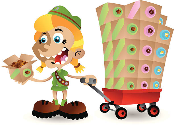 Girl Scout Cookie Time vector art illustration