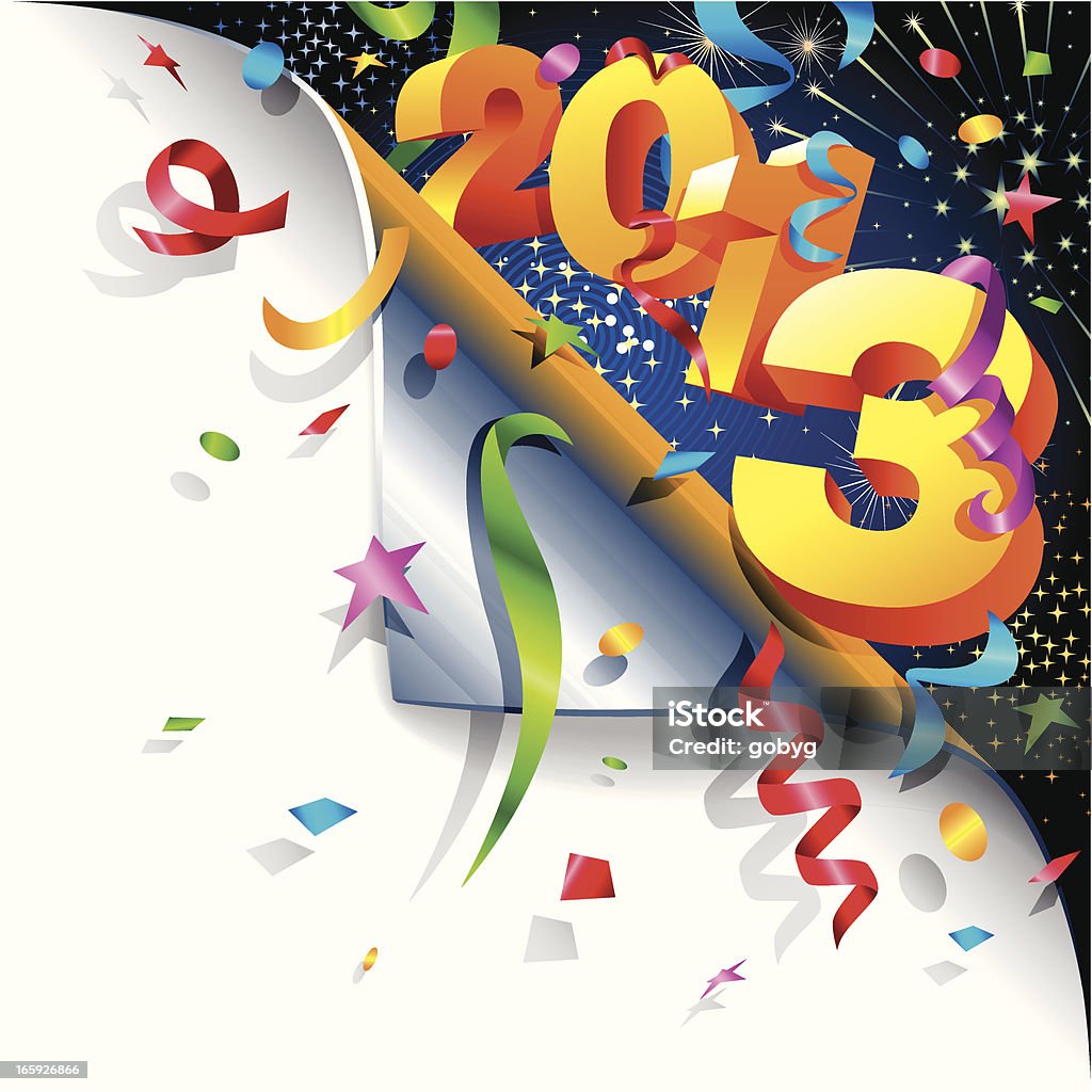 Strona Curl-szczęśliwego Nowego Roku 2013 roku - Grafika wektorowa royalty-free (Confetti)