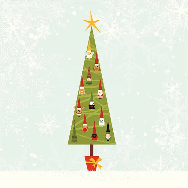 Vector illustration of Christmas tree with ornament