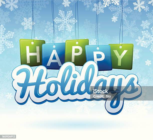Happy Holidays Stock Illustration - Download Image Now - Happy Holidays - Short Phrase, Blue, Green Color