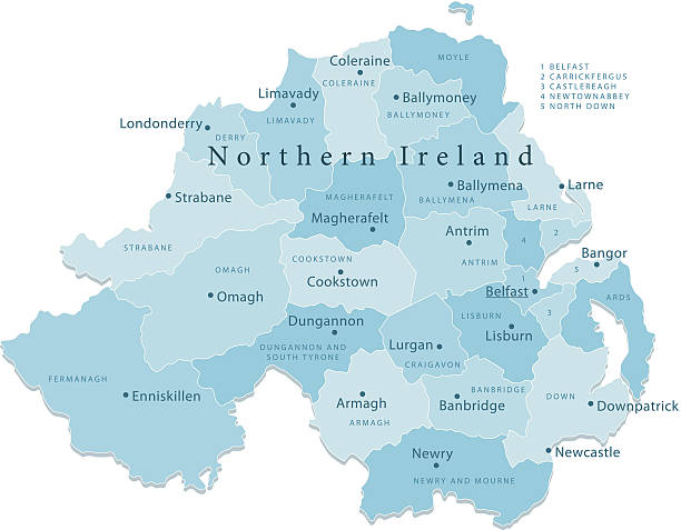 생피에르앤드미클롱 벡터 맵 지역 격리됨에 - northern ireland stock illustrations