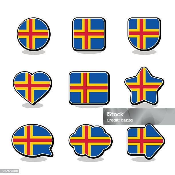 Conjunto De Ícones De Bandeira De Aland - Arte vetorial de stock e mais imagens de Bandeira - Bandeira, Ilhas de Åland, Autoridade