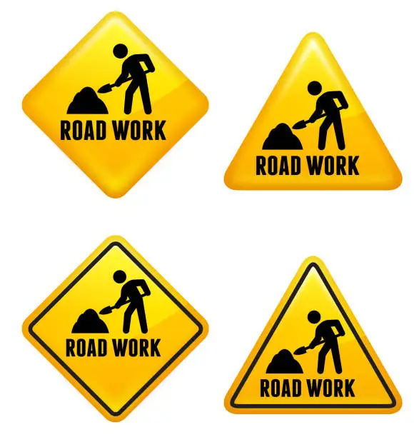 Vector illustration of Road Work Street Sign