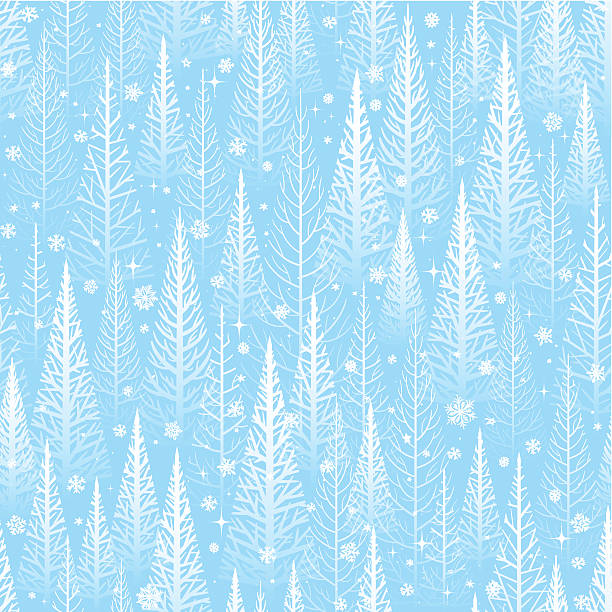 Seamless winter trees background Seamless stylised winter trees background. Will tile endlessly.  EPS 10 file using transparencies. ice pattern stock illustrations