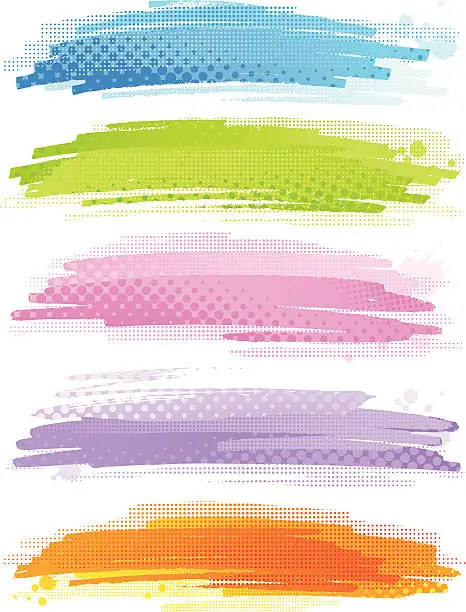 Vector illustration of Colourful banners with halftone pattern