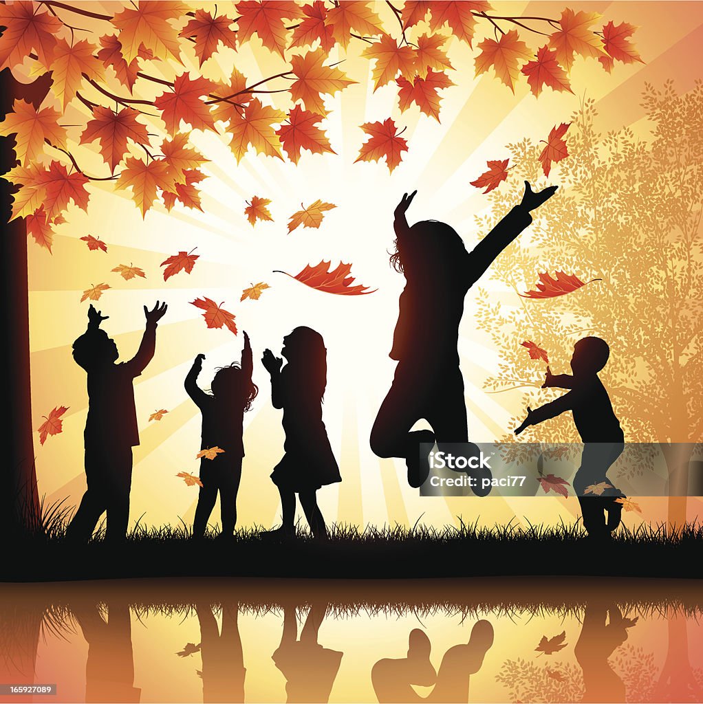 遊ぶ子供と幸せを - ジャンプするのロイヤリティフリーベクトルアート