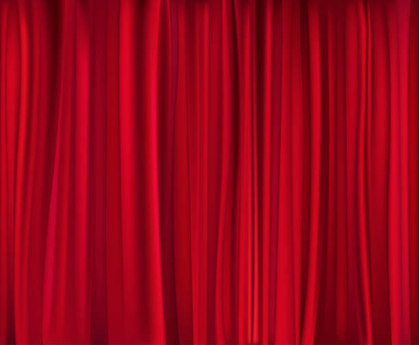 закрытые занавески - curtain velvet red stage stock illustrations