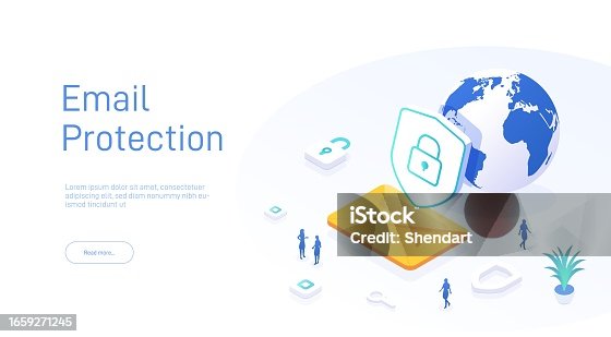 istock Email service security concept. Creative vector isometric illustration. Electronic mail message as part of business marketing. Webmail or mobile service layout for website landing page. 1659271245
