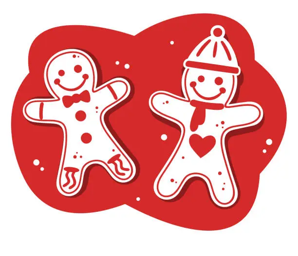 Vector illustration of Christmas Gingerbread Cookie Red Design