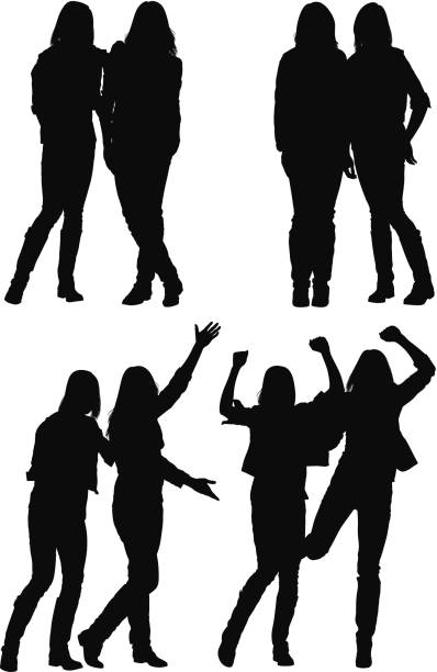 kuvapankkikuvitukset aiheesta naispuolisten ystävien siluetti - naisten ystävyys