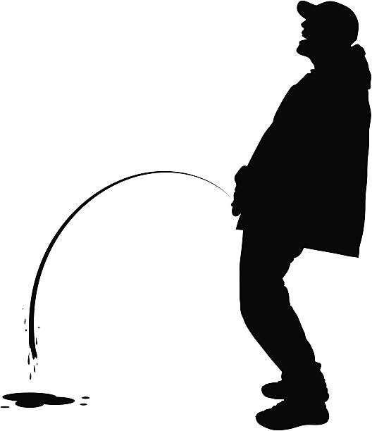 Peeing Man vector art illustration