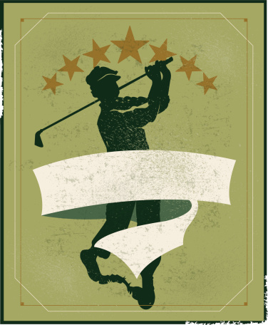 Retro style banner background illustration of a golfer teeing off. Check out my 