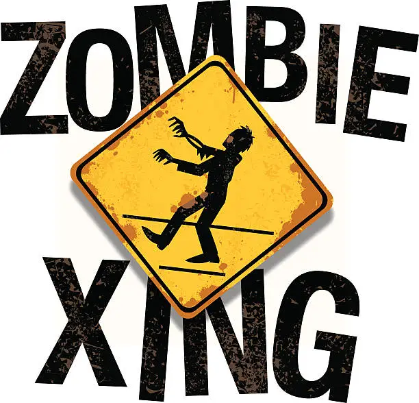 Vector illustration of zombie xing text