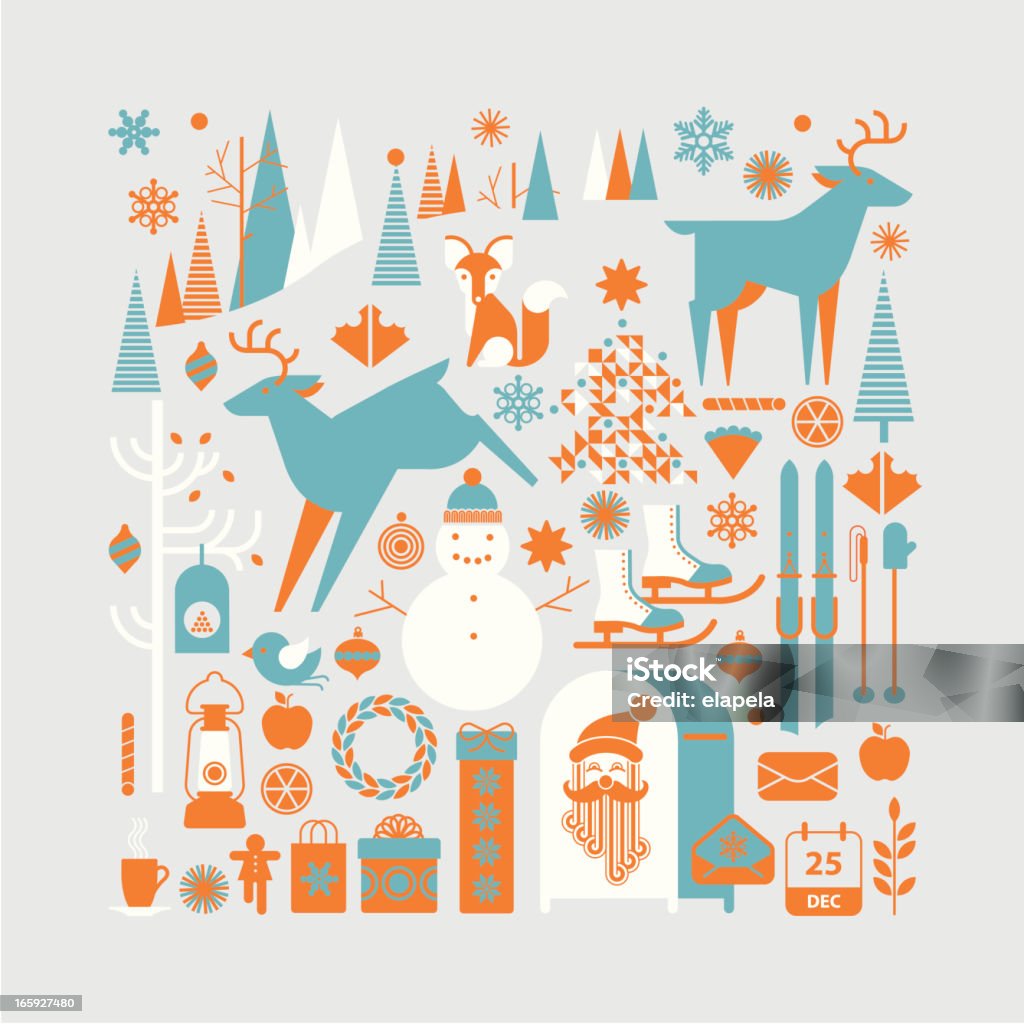 Paisaje de Navidad - arte vectorial de Navidad libre de derechos