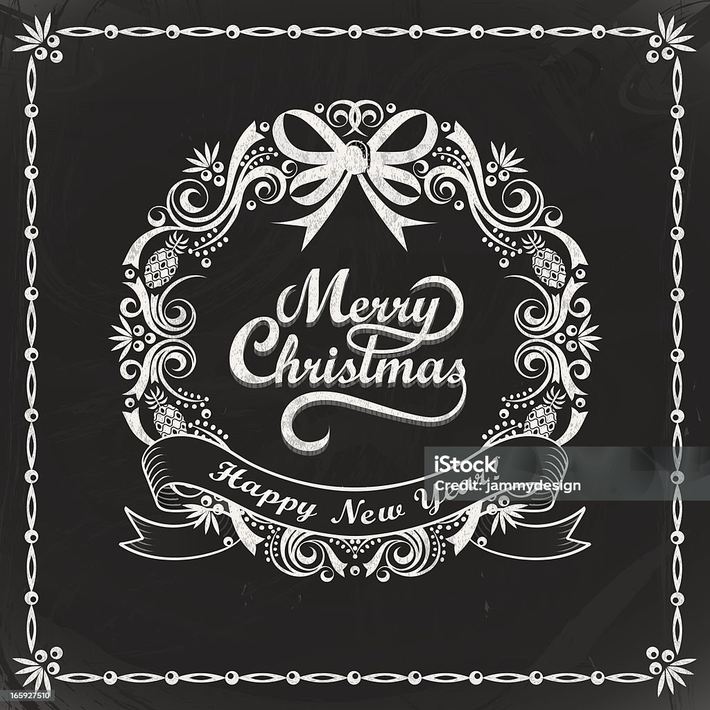 Chalkboard corona di Natale carta - arte vettoriale royalty-free di Cartolina di Natale