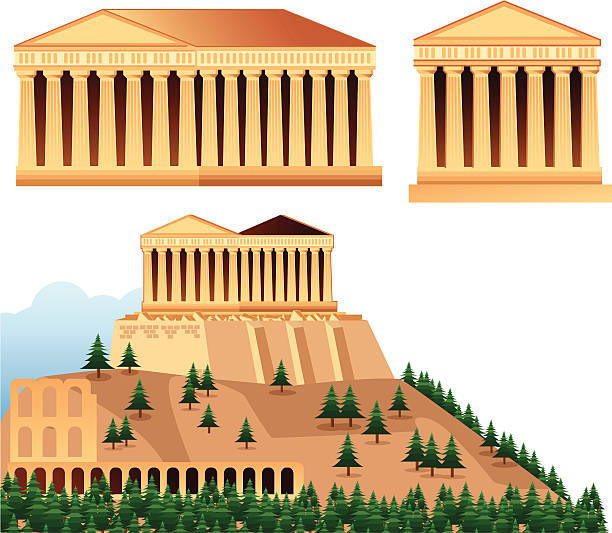 탁월한 애슨스 - greece athens greece acropolis greek culture stock illustrations
