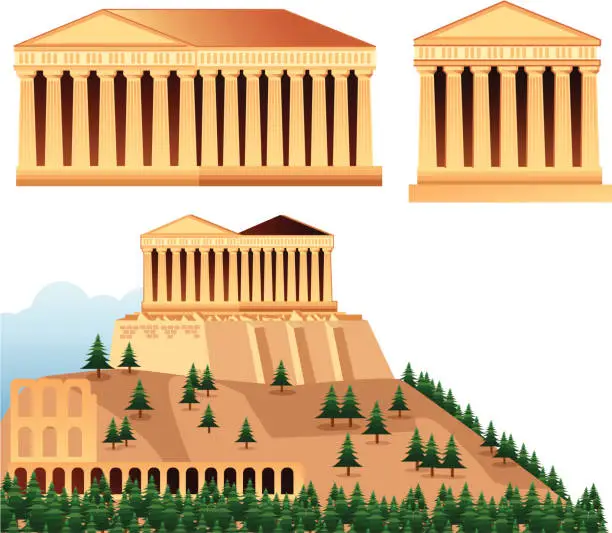 Vector illustration of Temples of Athens