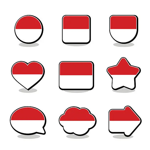 Vector illustration of INDONESIA FLAG ICON SET