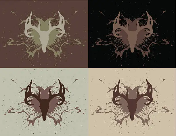 Vector illustration of Whitetail Deer Skull & Paint Splatter