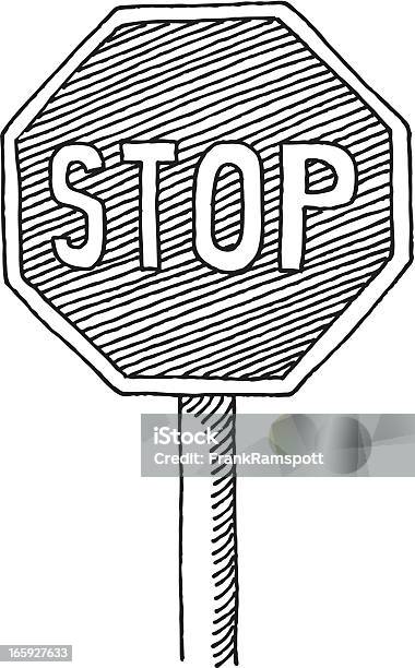 Ilustración de Señal De Pare De Dibujo y más Vectores Libres de Derechos de Señal de stop - Señal de stop, Garabato, Diseño de trazado