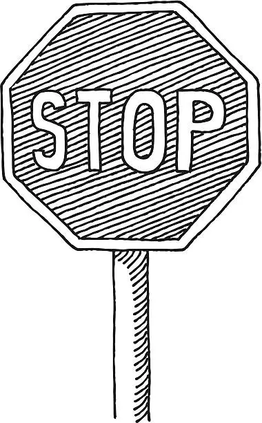 Vector illustration of Stop Sign Drawing