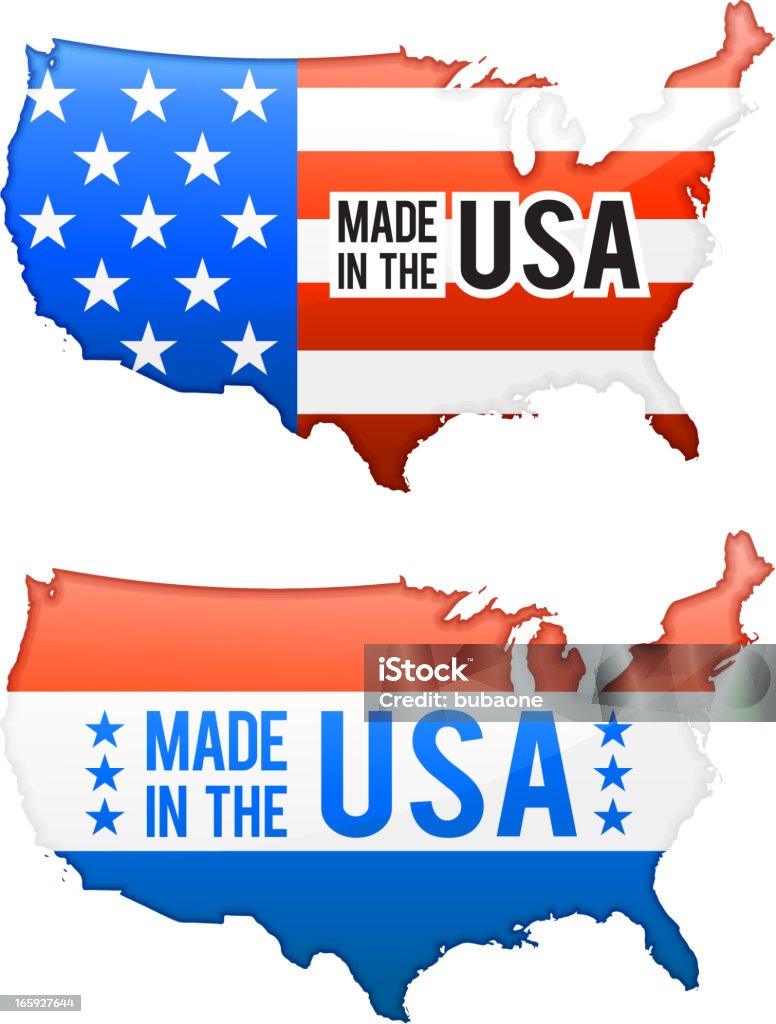 Made in the USA, Stati Uniti mappa pulsanti set - arte vettoriale royalty-free di Fare