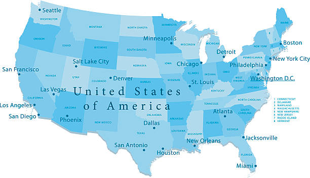 米国ベクトルマップ地域独立 - map eastern usa new york city boston点のイラスト素材／クリップアート素材／マンガ素材／アイコン素材