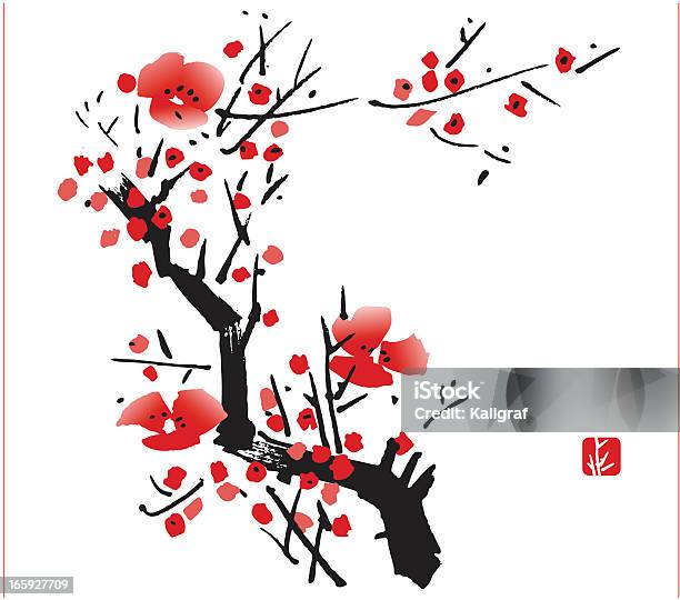 Blossom Vecteurs libres de droits et plus d'images vectorielles de Culture chinoise - Culture chinoise, Fleur - Flore, Peinture à l’encre de Chine