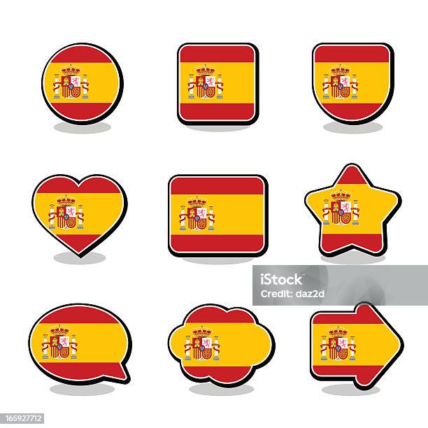 Ícone De Bandeira Da Espanha - Arte vetorial de stock e mais imagens de Autoridade - Autoridade, Balão - Enfeite, Balão de Fala