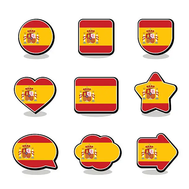 Vector illustration of SPAIN FLAG ICON SET