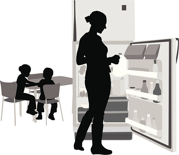 My Kids Vector Silhouette A-Digit kitchen silhouettes stock illustrations