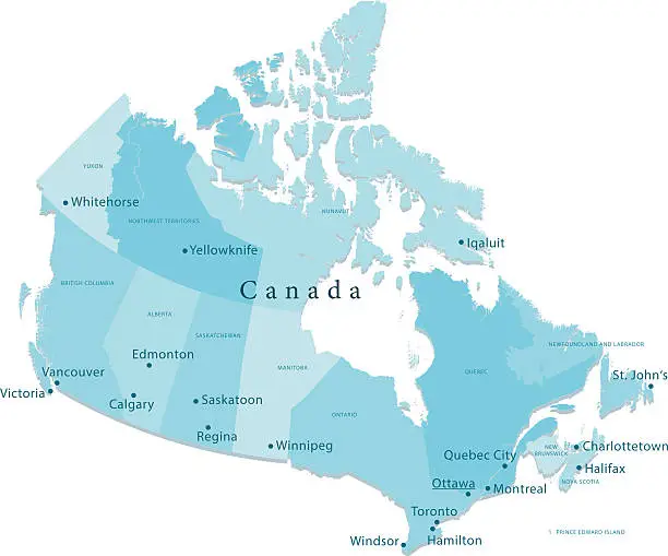 Vector illustration of Canada Vector Map Regions Isolated