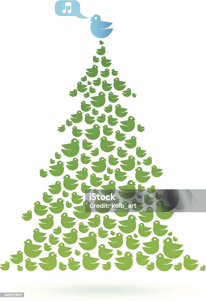 Śpiewać ptaków Christmas tree - Grafika wektorowa royalty-free (Boże Narodzenie)