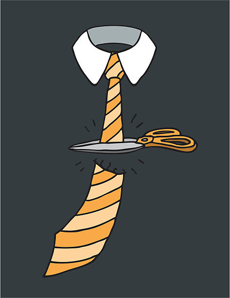 Cutting a tie / End of business vector art illustration