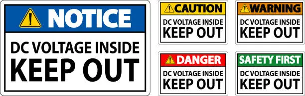 Vector illustration of Danger Keep Out Sign, DC Voltage Inside Keep Out