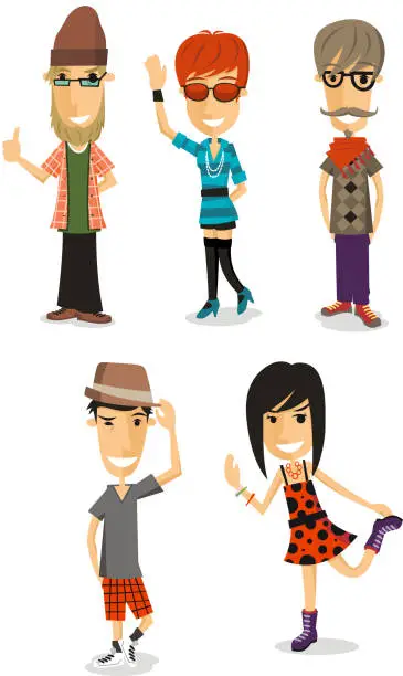 Vector illustration of Set hipsters