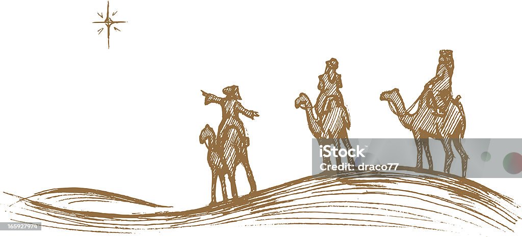 Three King's Journey Sketch Hand drawn artwork. Visit portfolio for More Christmas Series Lightbox Three Wise Men stock vector