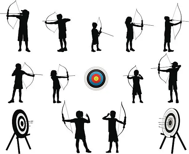Vector illustration of Archery Kids