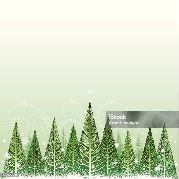 Vetores de Fundo De Floresta De Natal e mais imagens de Verde - Descrição de Cor - Verde - Descrição de Cor, Branco, Cartão de Natal