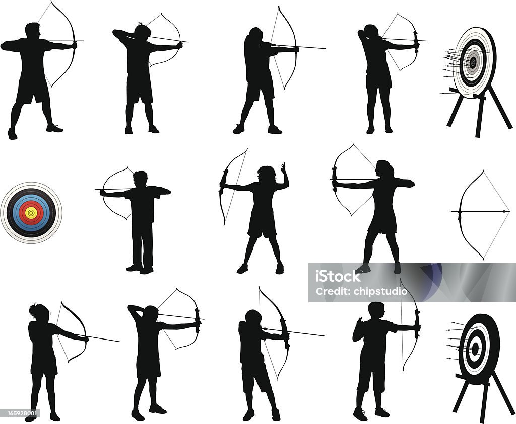 Archery Silhouettes Outlines of archery. Files included - ai (version 8 and CS3) and eps (version 8) Archery stock vector