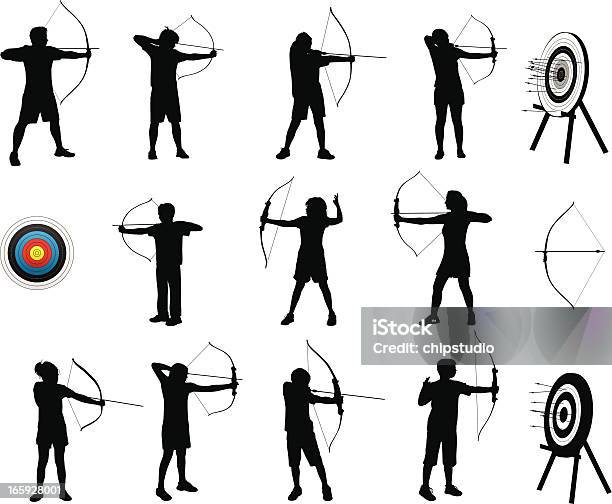 Archery Silhouettes Stock Illustration - Download Image Now - Archery, In Silhouette, Outline