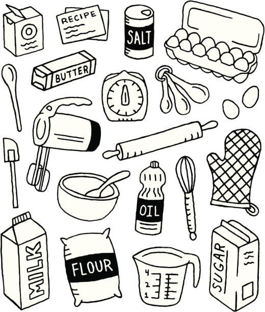 backen und kritzeleien - baking stock-grafiken, -clipart, -cartoons und -symbole